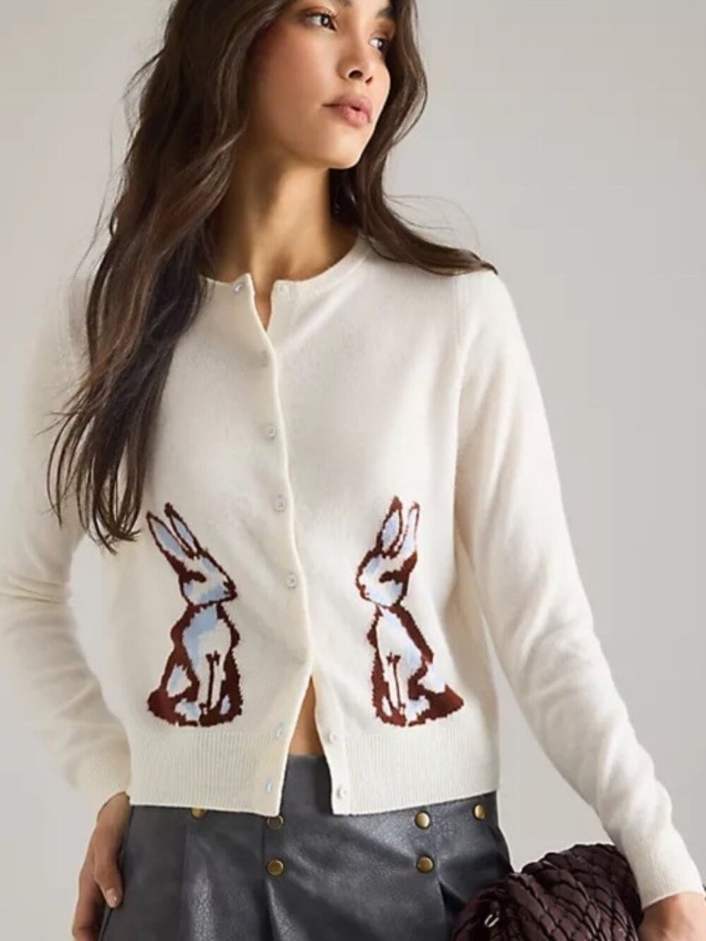 Anthropologie Juliet Cashmere Cardigan Sweater Bunnies Rabbit Bunny S NWT
